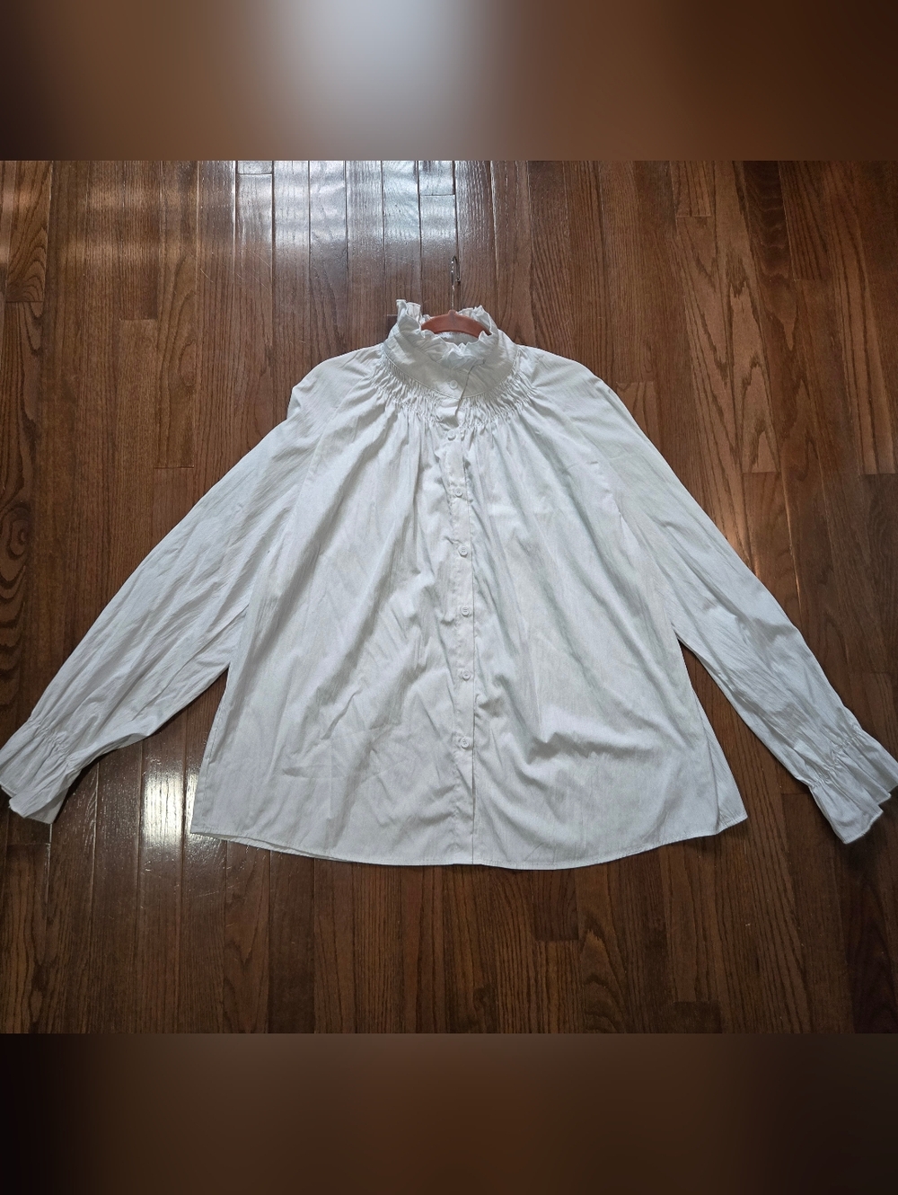 Women's White Ruffled High-Neck Blouse